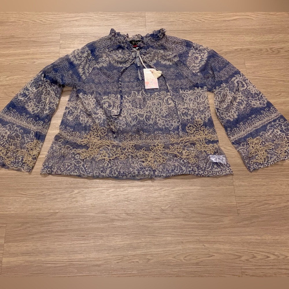 NWT Johnny Was Mazzy Peasant Sheer Boho Blouse in Francis Size M - Picture 15 of 16